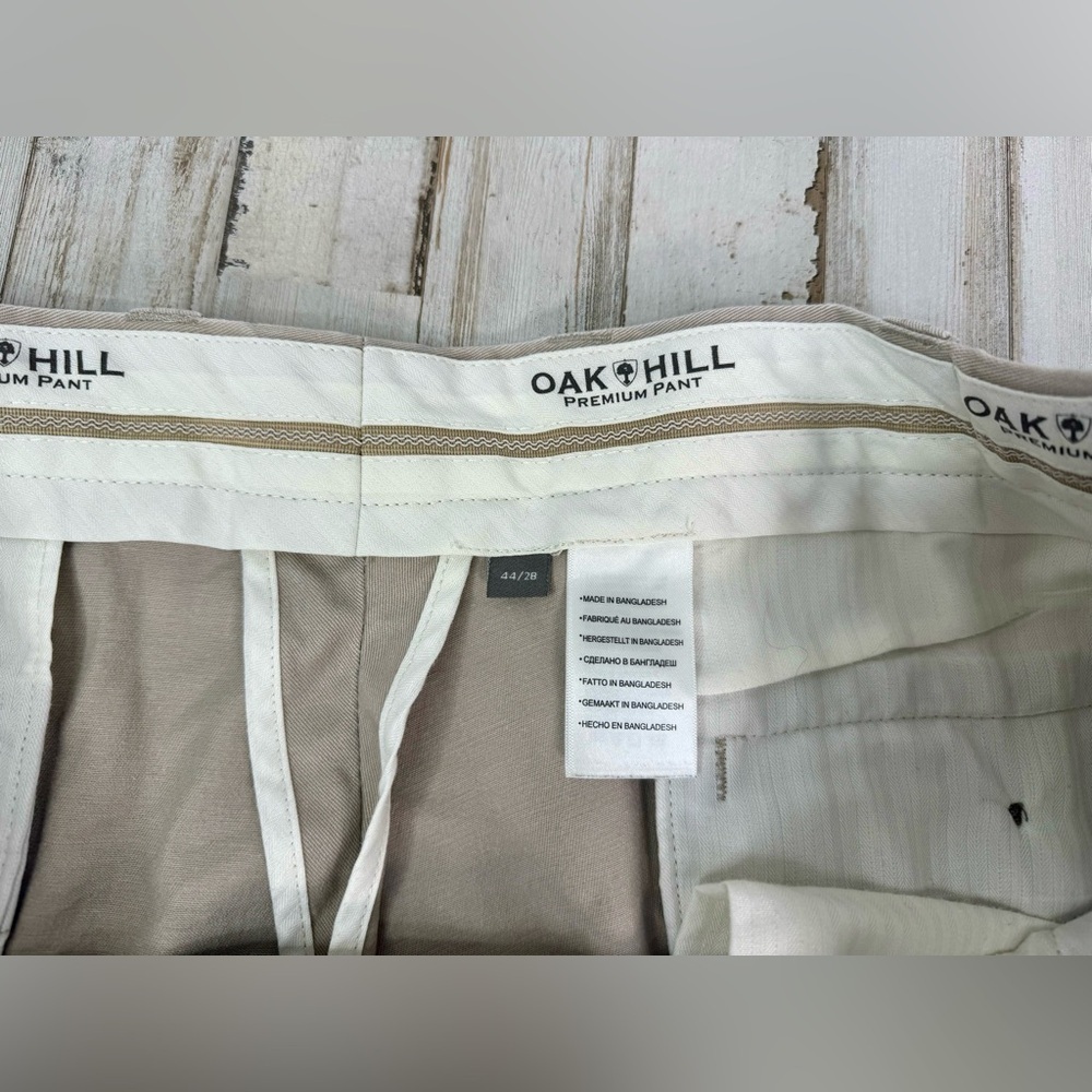Oak Hill Dress Pants Mens 44x28 Tan Khaki Pleated Chinos Trousers Casual Work - Picture 5 of 11